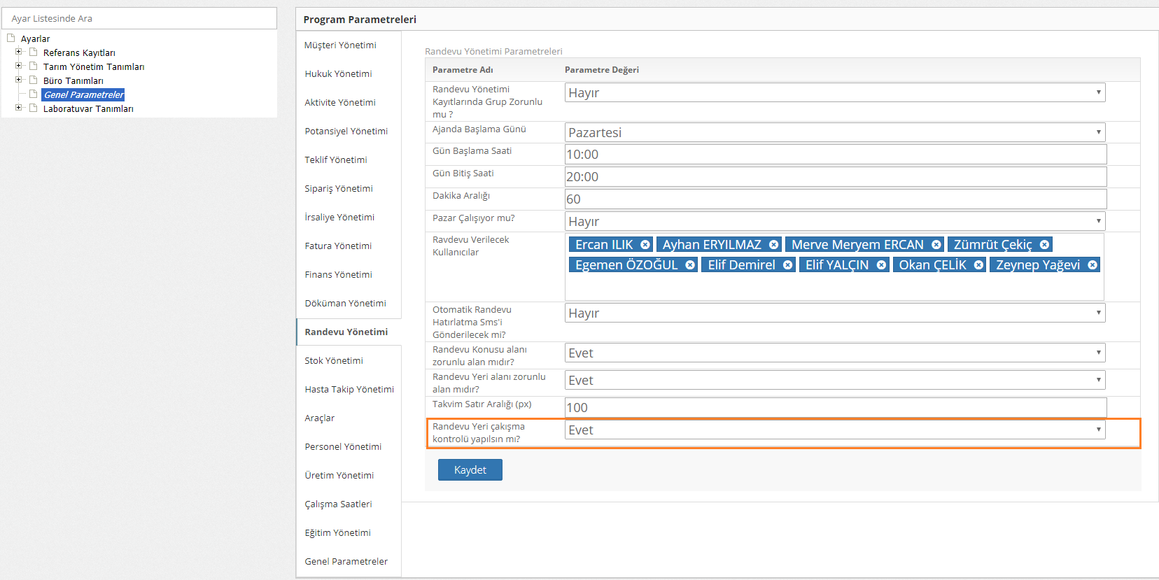 Randevu Yönetimi – Günlük Randevu Planı Nasıl Kullanılır ?