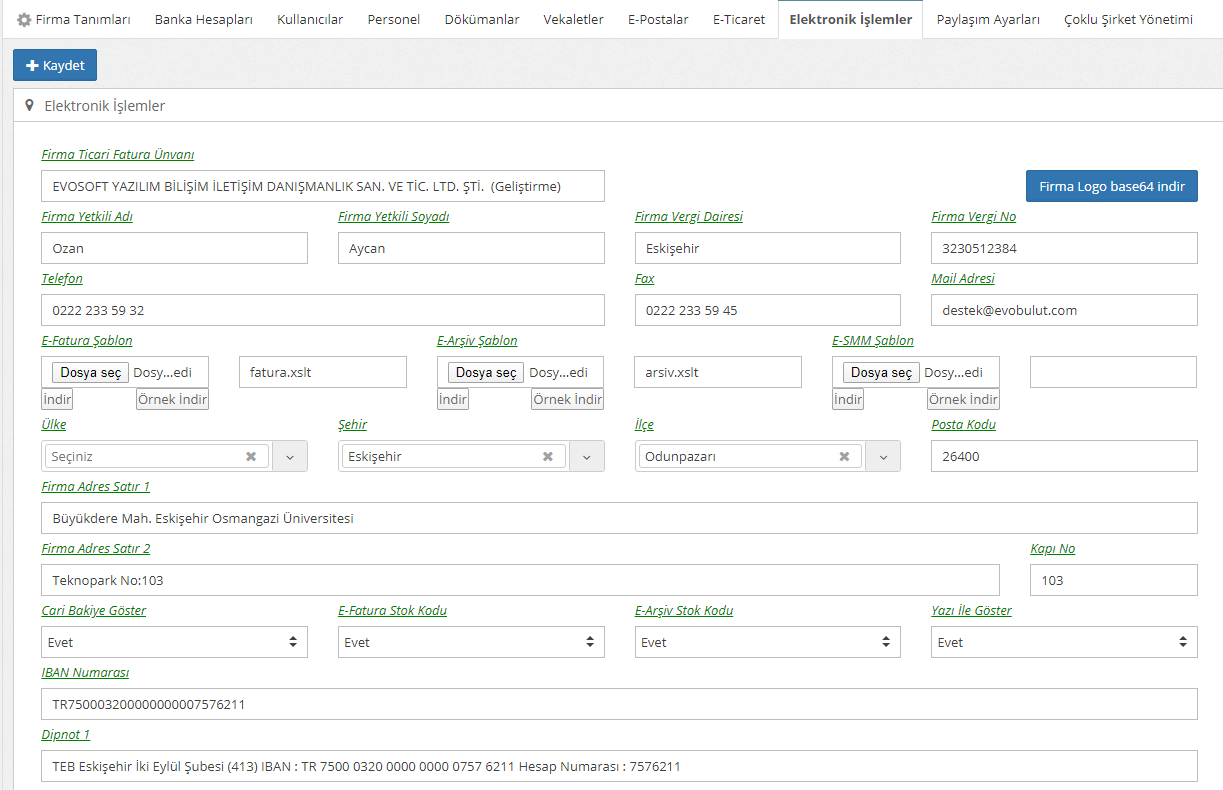 Firma Profili – Elektronik İşlemler