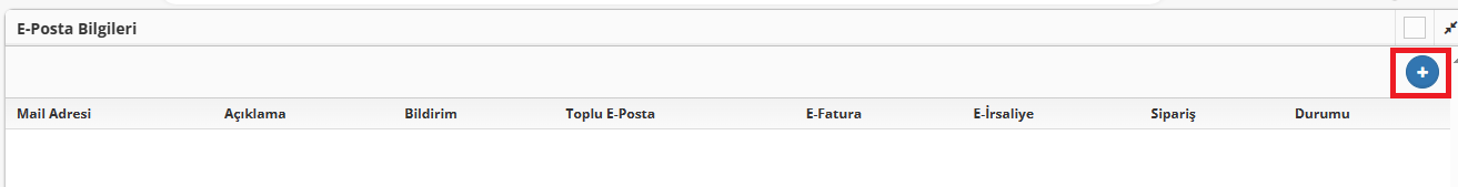 E Posta Bilgileri girebilecek alanı açabilme