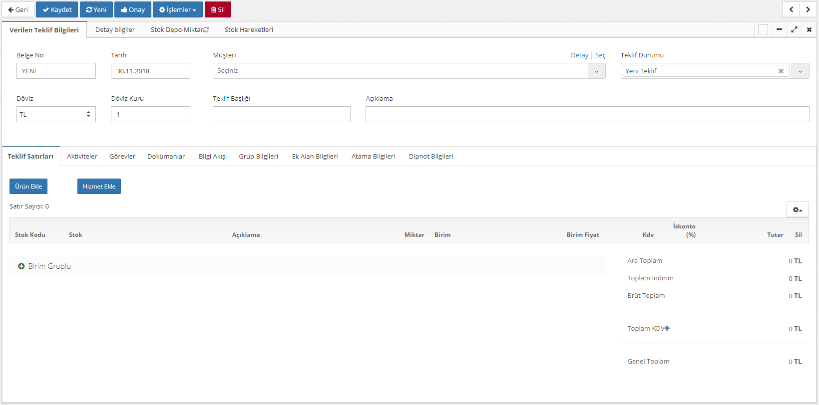 Verilen Teklif Nasıl Oluşturulur?