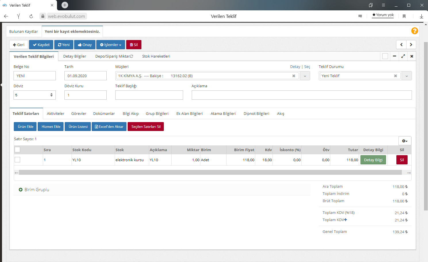 Verilen Teklif Nasıl Oluşturulur?