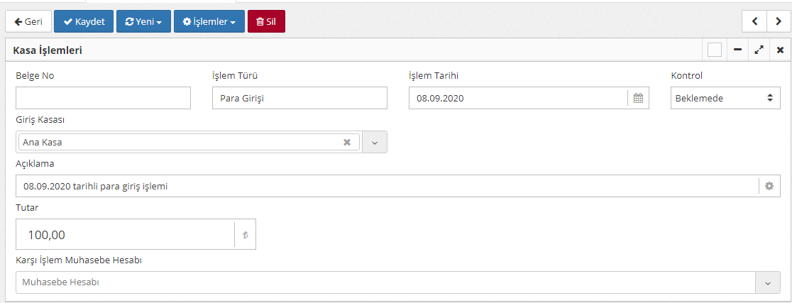 kasa işlemleri