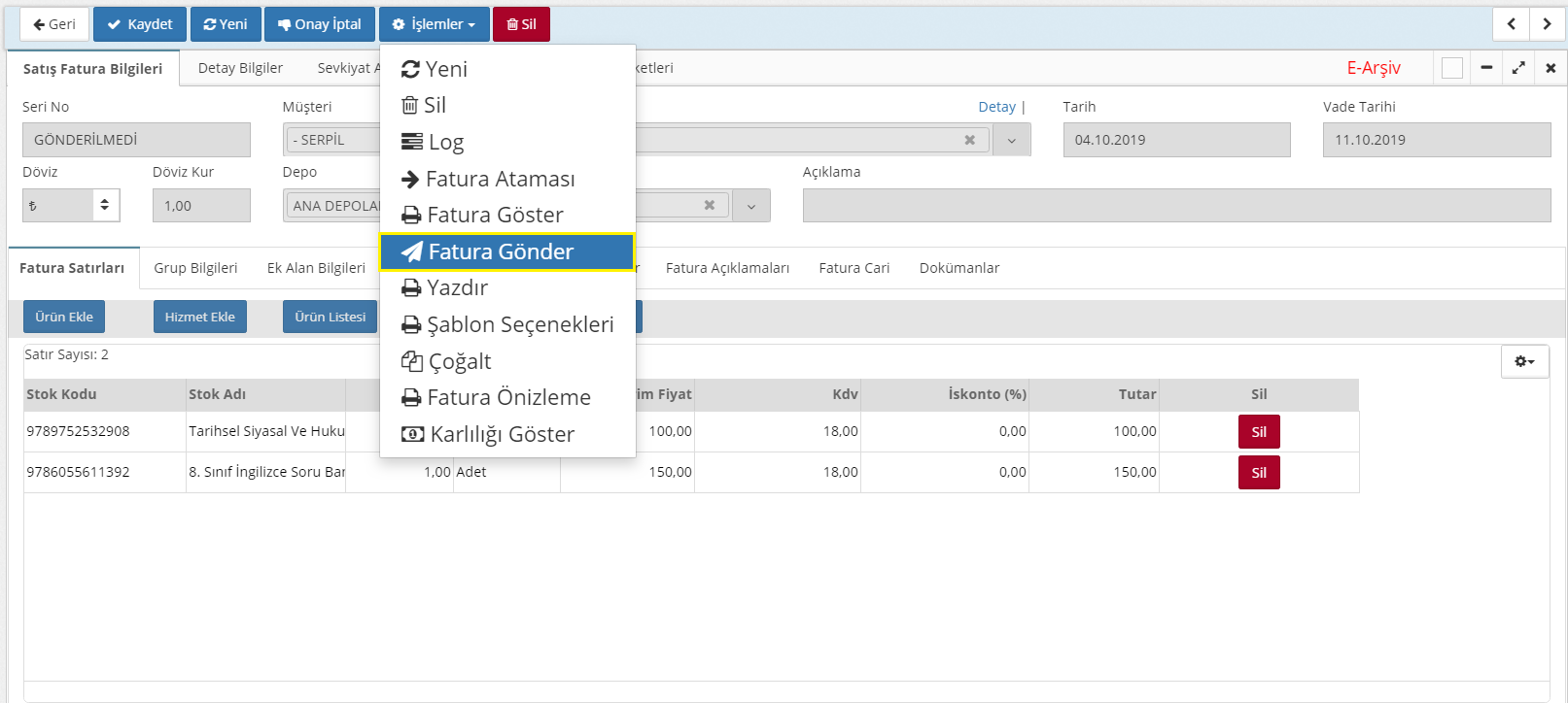 efatura nasıl kesilir
