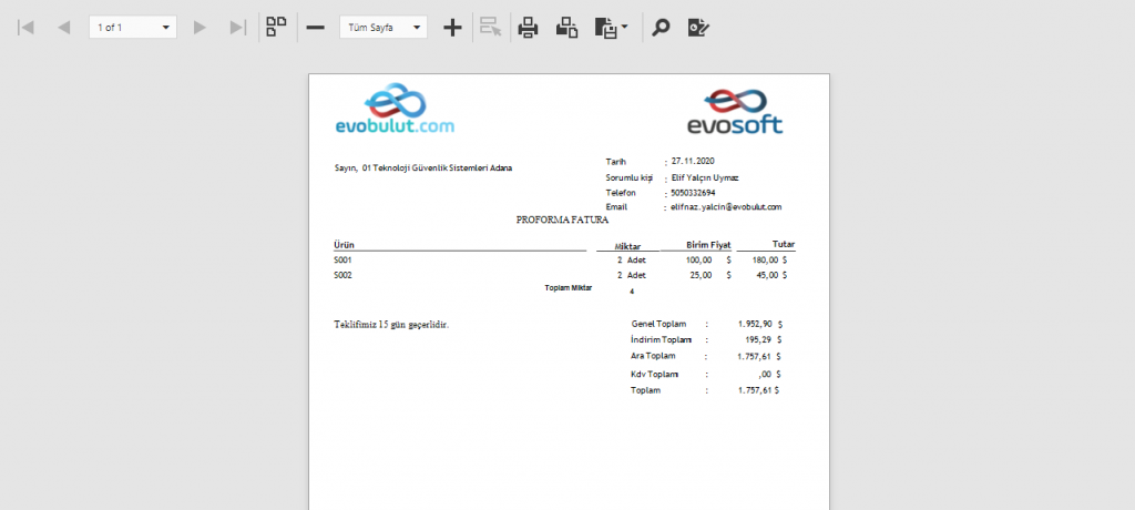 Tasarımlara Toplam Tutar ve Miktar Bilgisi Ekleme